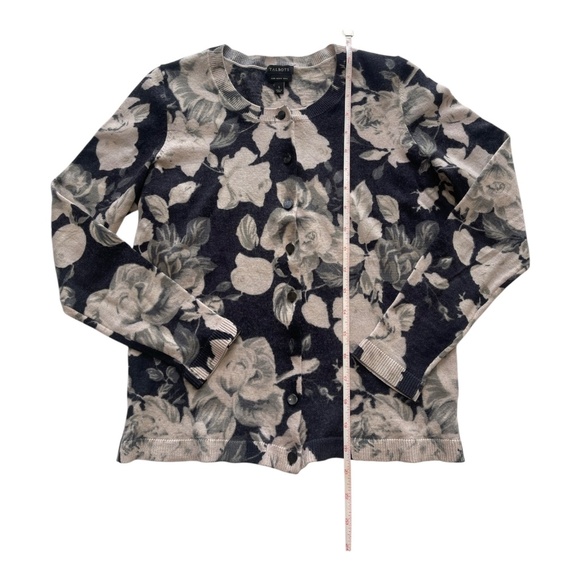 Talbots Floral 100% Pure Merino Wool Button Down Cardigan Sweater Size Small - Picture 5 of 10